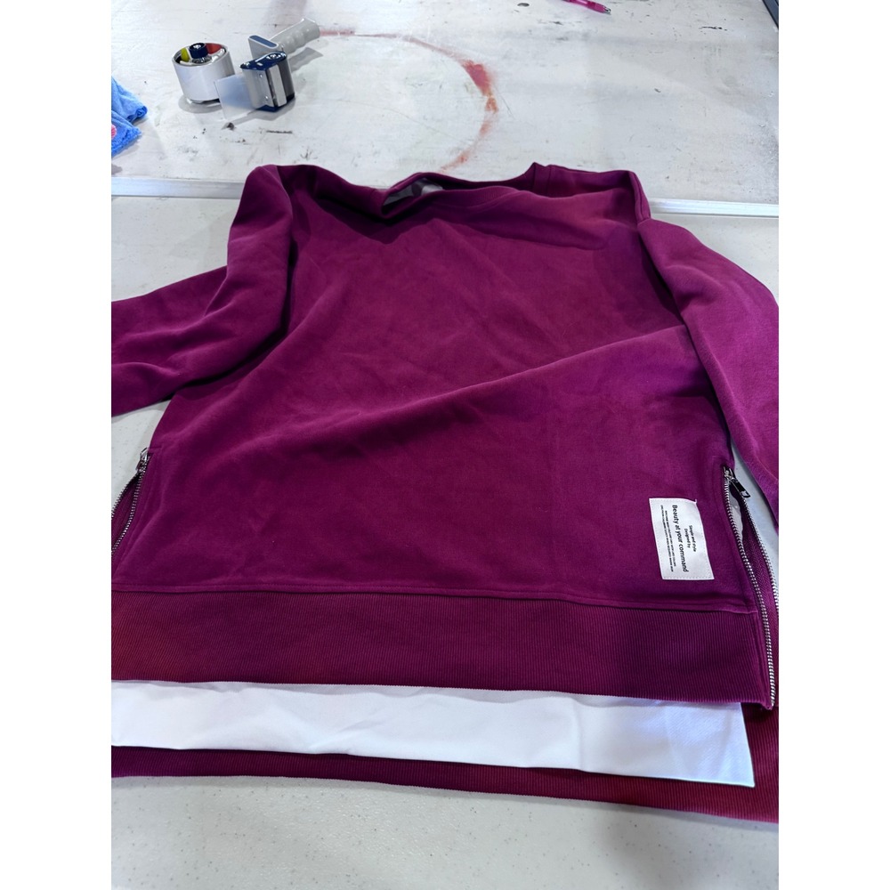 ChicMe Womens Burgundy Layered Look Side Zip Sweatshirt Medium Burgundy